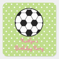 Girl's Soccer Ball Birthday Party Stickers