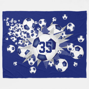 Girl's soccer balls stars athletic personalized  fleece blanket