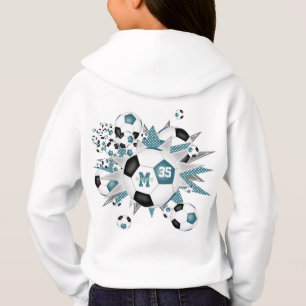 girls soccer balls stars teal black monogrammed