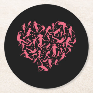 Girls Soccer Heart - Women Players Round Paper Coaster