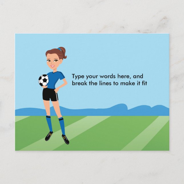 Girl's Soccer Illustrated Postcard (Front)