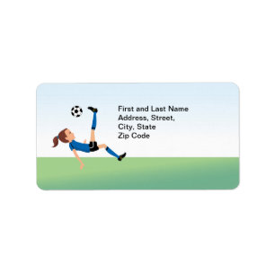 Girl's Soccer Kick Address Label