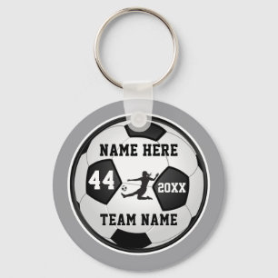 Girls Soccer Party Favors, Gray, Black and White Keychain