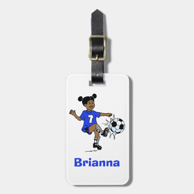 Girls Soccer Personalized Photo Template Luggage Tag (Front Vertical)