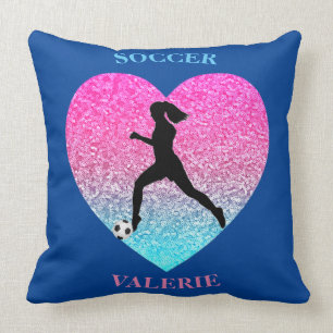 Girls Soccer Personalized Throw Pillow