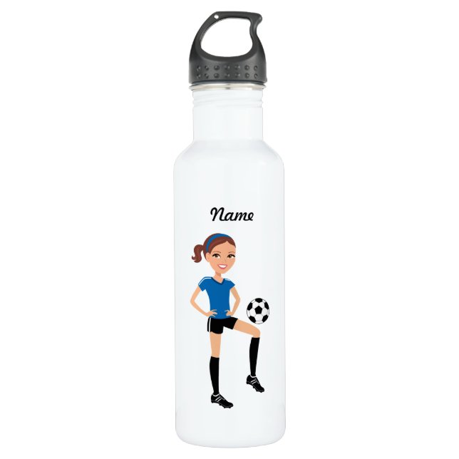Girl's Soccer Player Personalized 710 Ml Water Bottle (Front)