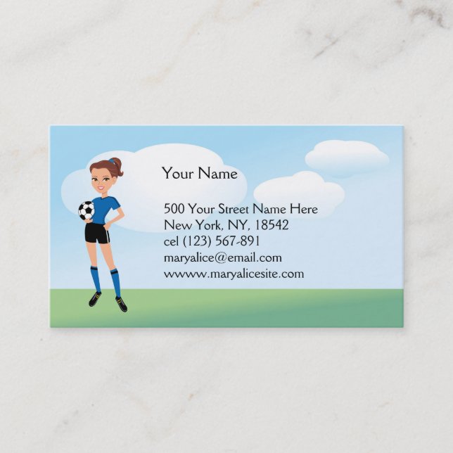 Girl's Soccer Player Personalized Business Card (Front)