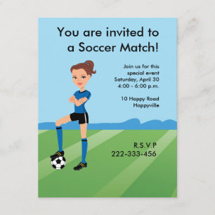 Girl's Soccer Player Personalized Invitation