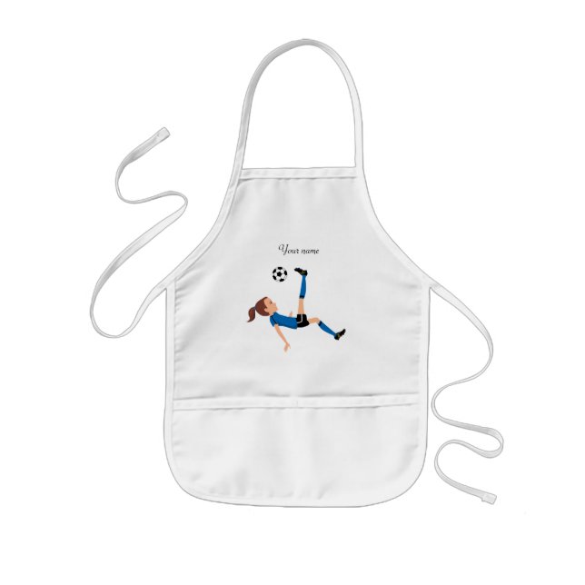 Girl's Soccer Player Personalized Kids Apron (Front)