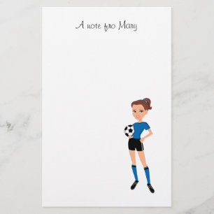 Girl's Soccer Player Personalized Stationery