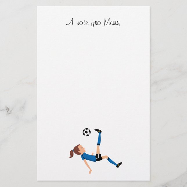 Girl's Soccer Player Personalized Stationery (Front)