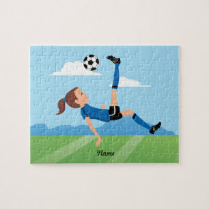 Girl's Soccer Player Puzzle with Tin