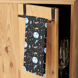 Girls Soccer Silhouettes Stars and Sparkles Kitchen Towel