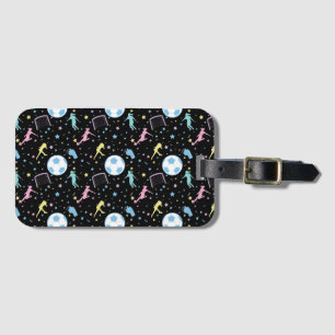 Girls Soccer Silhouettes Stars and Sparkles Luggage Tag