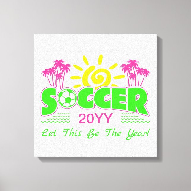Girls Soccer Sunshine Palm Trees Canvas Print (Front)
