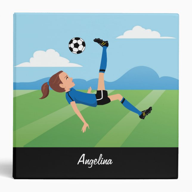 Girl's Soccer Themed Binder with Name (Front)