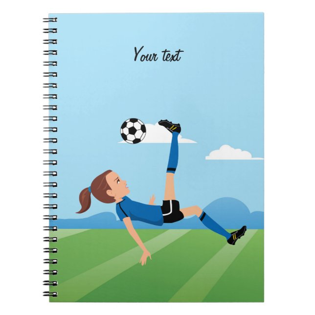 Girl's Soccer Themed Notebook Personalized (Front)