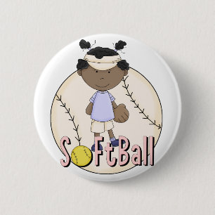 Girls Softball African American t-shirts and Gifts 2 Inch Round Button