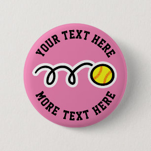 Girl's softball Birthday party favour custom name 2 Inch Round Button