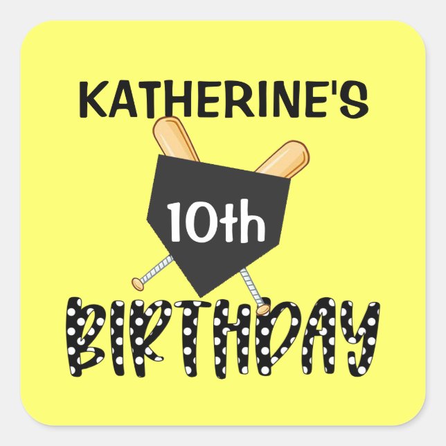 Girls Softball Birthday Party  Square Sticker (Front)