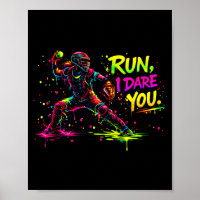 Girls Softball Catcher Graphic Bold Colour Splatte