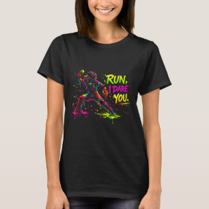 Girls softball catcher graphic bold colour splatte T-Shirt