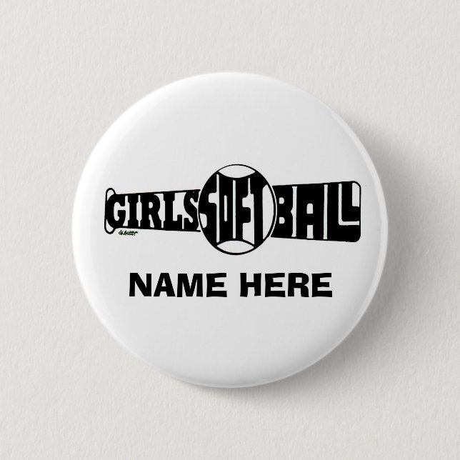 GIRLS SOFTBALL  (CUSTOM) 2 INCH ROUND BUTTON (Front)