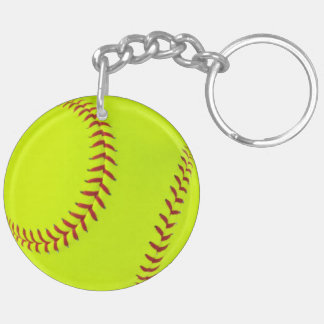 Girls Softball double sided round keychain