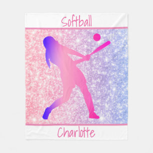 Girls Softball Pastel Fleece Blanket