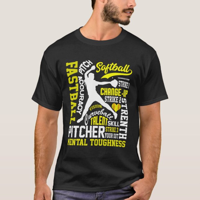 Girls Softball Pitcher Best Traits Women Fast Pitc T-Shirt (Front)
