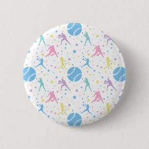 Girls Softball Player Stars 2 Inch Round Button