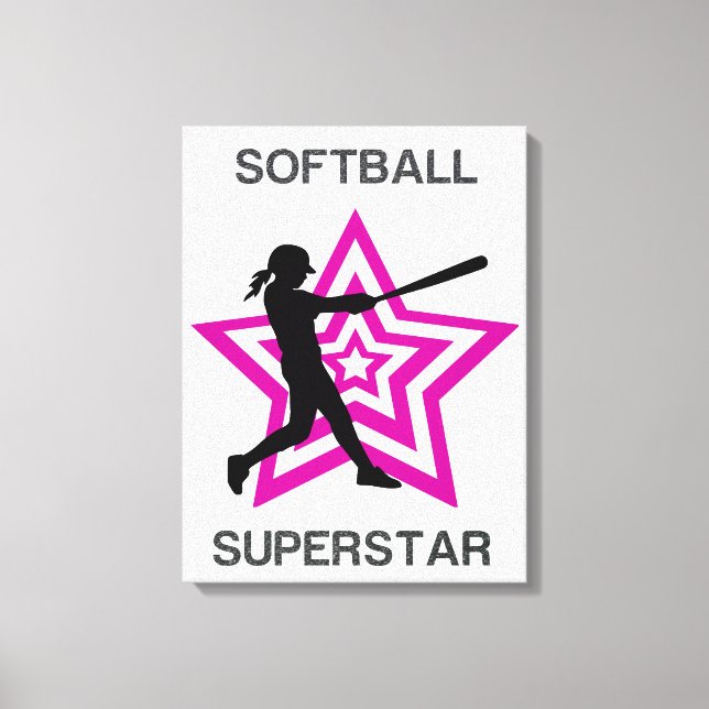 Girls Softball Superstar  Canvas Print (Front)