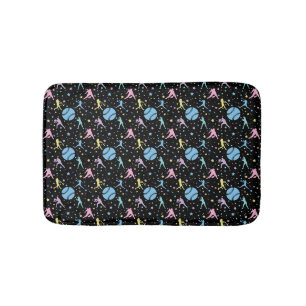 Girls Softball - Women Players with Stars Bath Mat