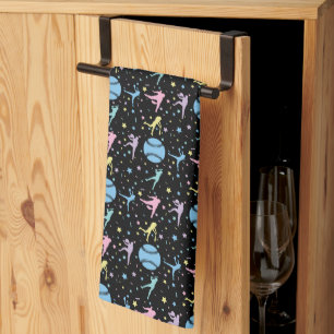 Girls Softball - Women Players with Stars Kitchen Towel