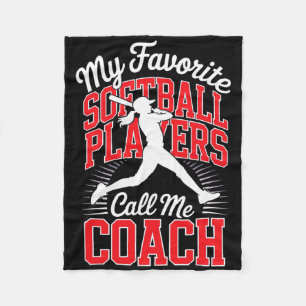 Girls Softll Coach My Favorite Softll Players Red  Fleece Blanket