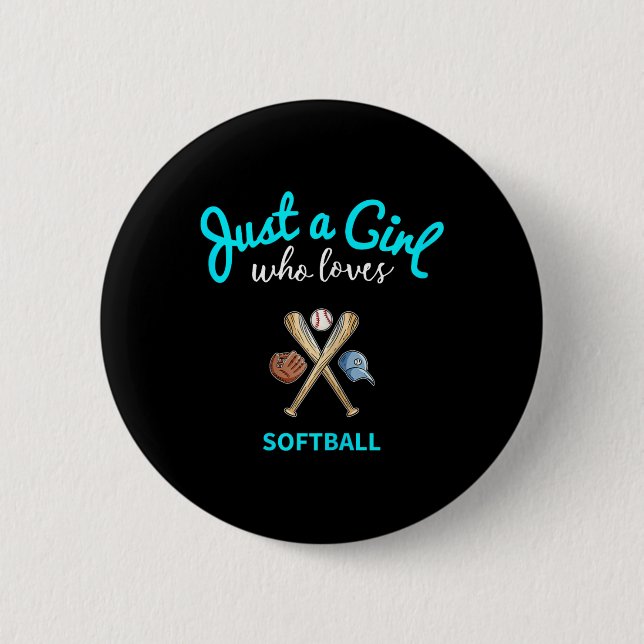 Girls Softll Jersey Kids Softll  2 Inch Round Button (Front)