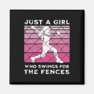 Girls Softll Just A Girl Who Swings For The Fences Magnet