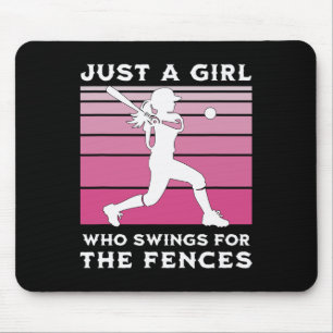 Girls Softll Just A Girl Who Swings For The Fences Mouse Pad