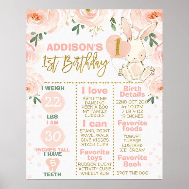 Girls Some Bunny Themed Milestone Banner Poster (Front)
