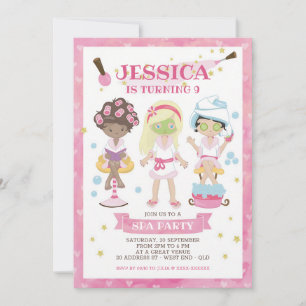 Girls Spa Birthday Party Celebration Invite