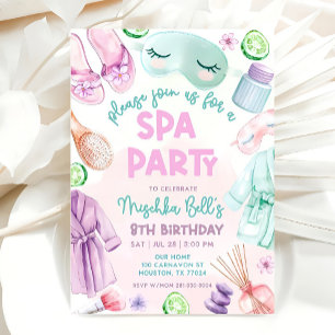 Girls Spa Birthday, Spa Party Birthday Glam Party Invitation