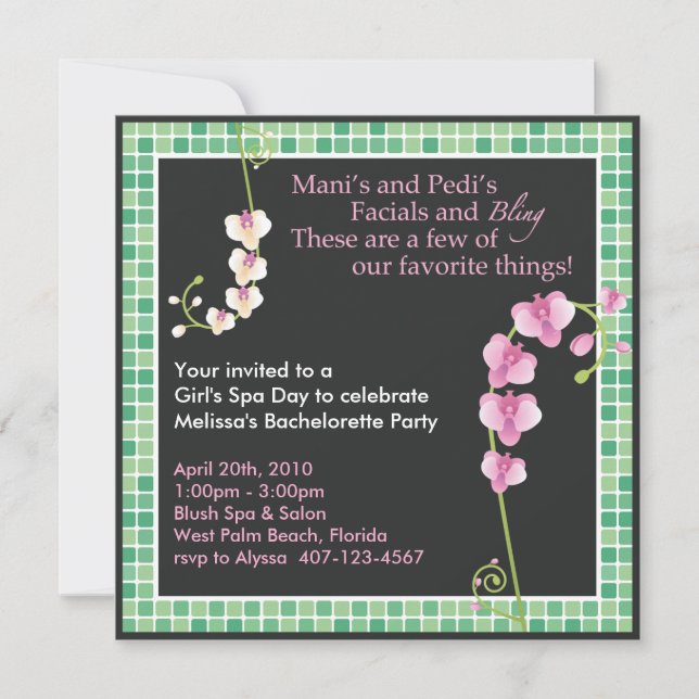 Girl's Spa Day! Invitation (Front)