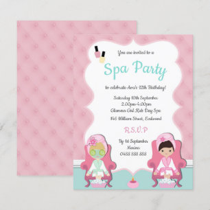 Girls Spa Invite Pamper party Make up invitation