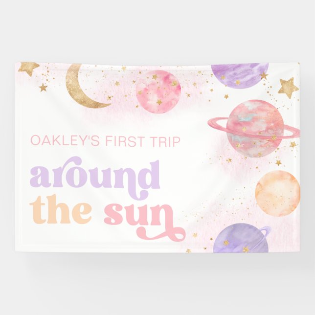 Girl's Space Party Banner (Horizontal)