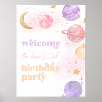 Girl's Space Party Welcome Poster