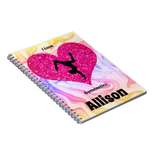 GIRLS SPARKLE PERSONALIZED GYMNASTICS NOTEBOOK