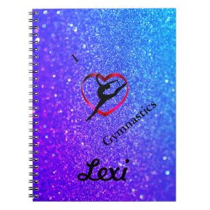 GIRLS SPARKLE PERSONALIZED GYMNASTICS NOTEBOOK