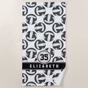 girls sports black white volleyball team colours beach towel