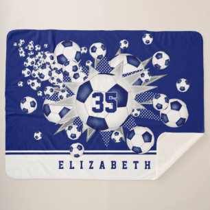 girls sports personalized soccer balls stars sherpa blanket