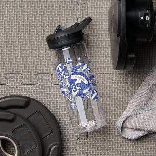 girls sporty blue white grey volleyballs stars water bottle